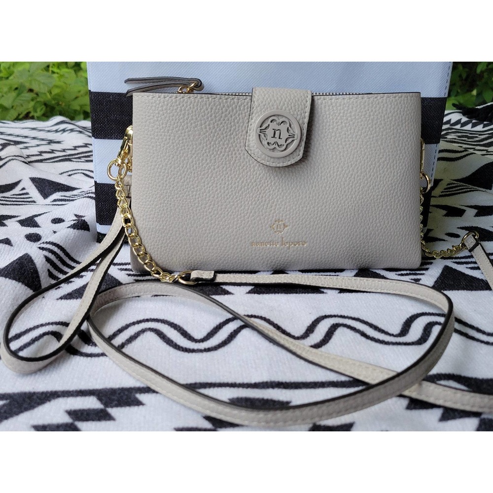 Nanette Lepore Crossbody Strap Shoulder Bag. Nude. Gold. Excellent!